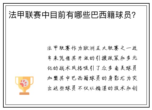 法甲联赛中目前有哪些巴西籍球员？
